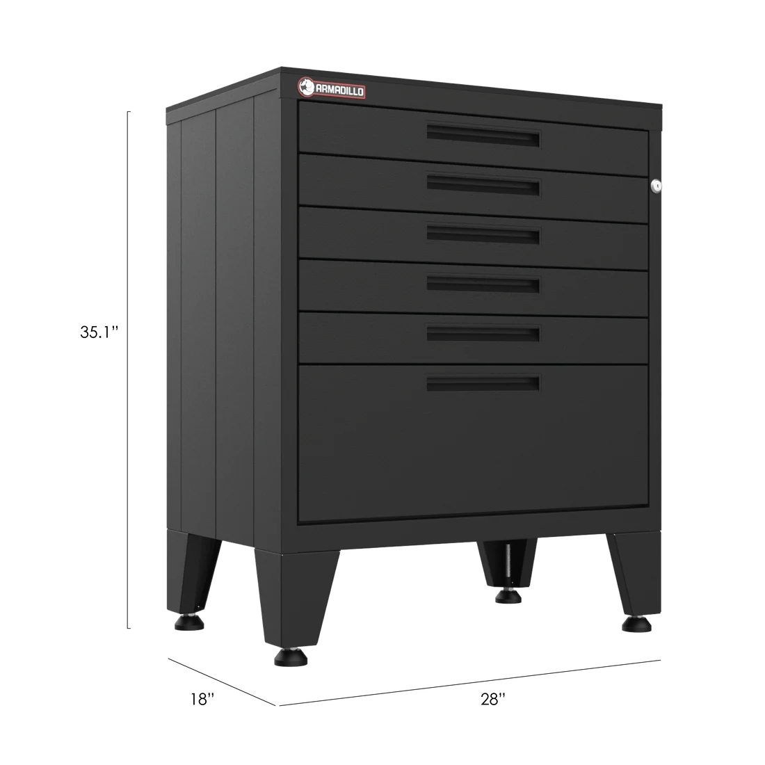 Armadillo Tough 6-drawer garage tool cabinet in black